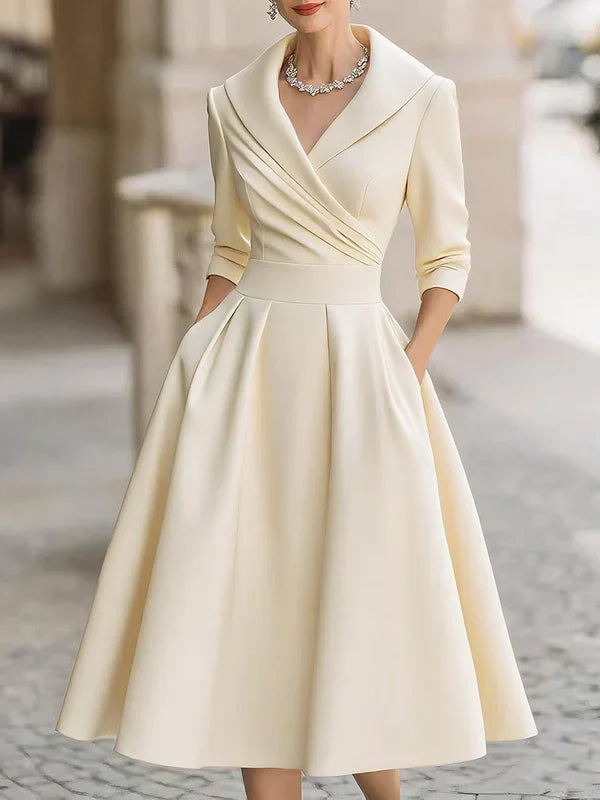 Gabriella | Elegant Midi Dress with Refined Details and Practical Pockets