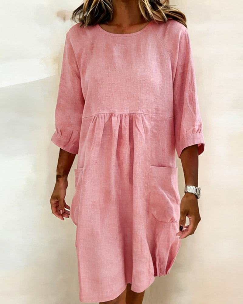 Dress Three Quarter Sleeve Loose