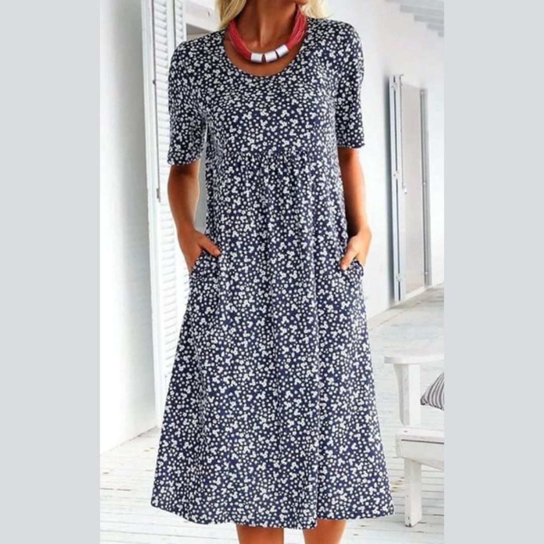 Amara | Stylish Floral Print Midi Dress