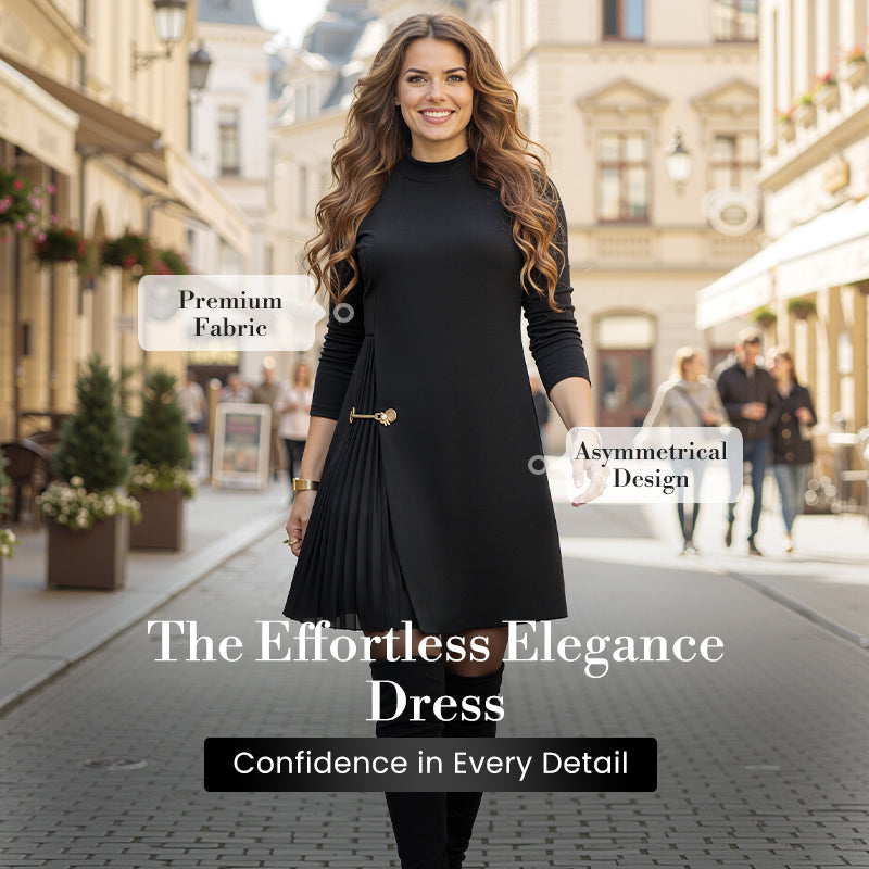 🎁2026 New Arrivals 70% OFF💥Elegant Long Sleeve Pleated Panel Dress