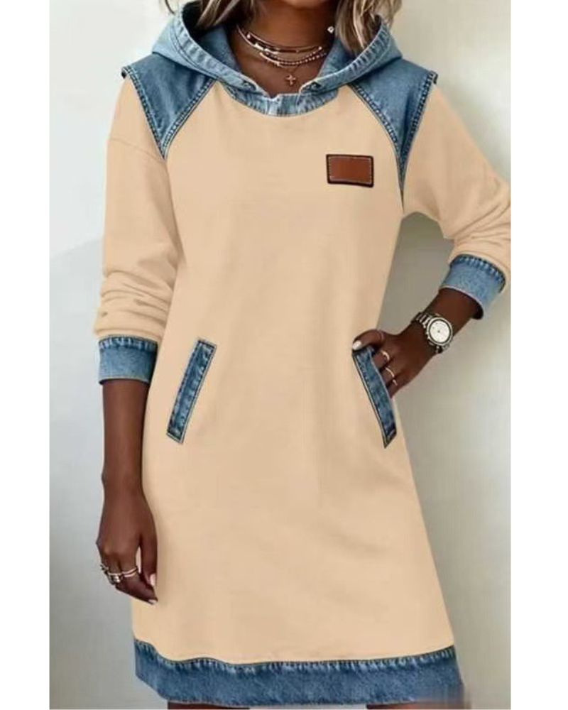 Denim Dress with Hood