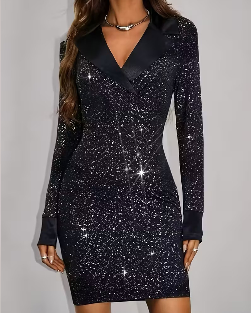 Costume Collar Printed Dress Party