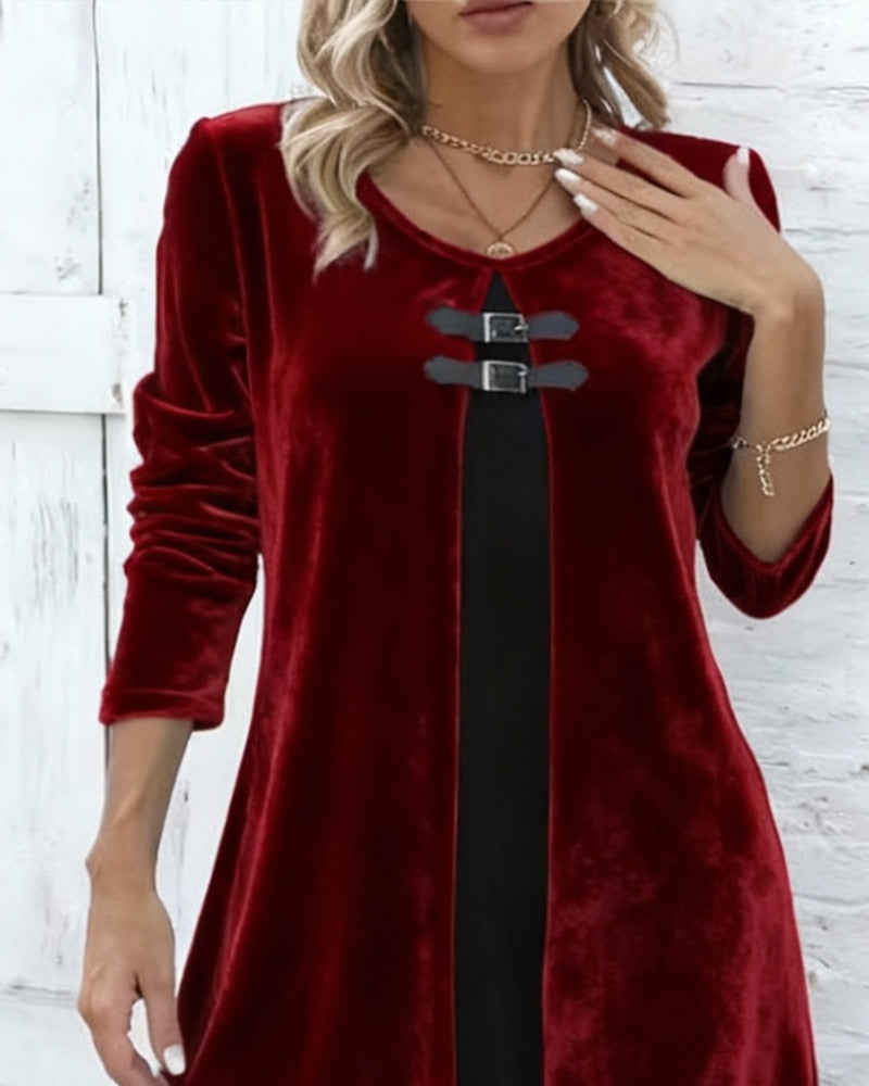 Velvet Two-Piece Effect Dress