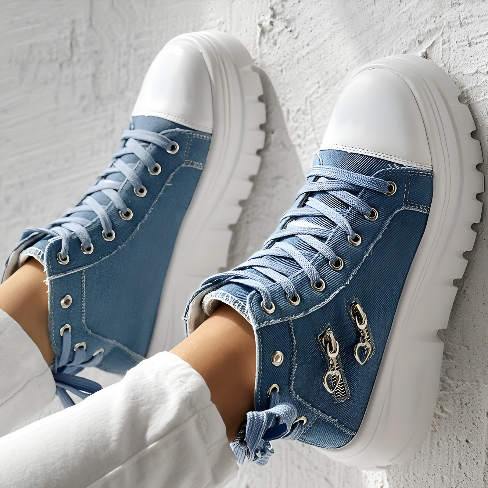 Elin™ | Orthopedische Hoge Sneakers met spijkerstof