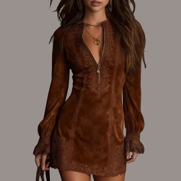 Jasmine | Blue Suede Mini Dress
