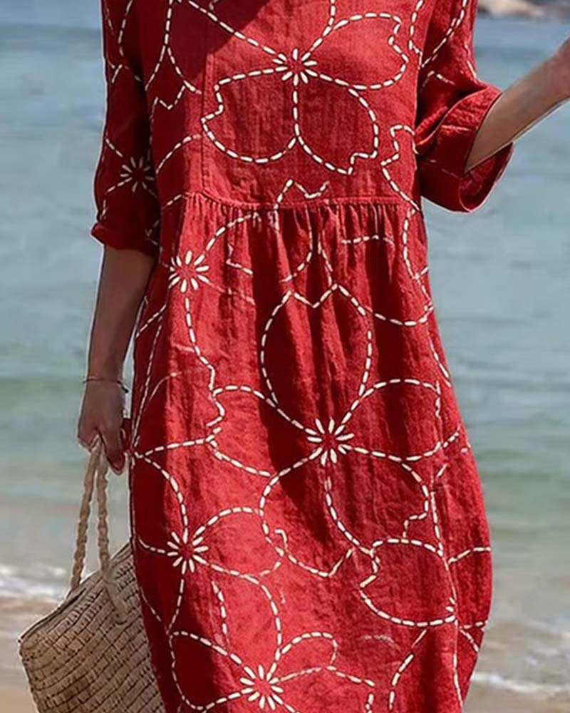 Casual Floral Print Dress
