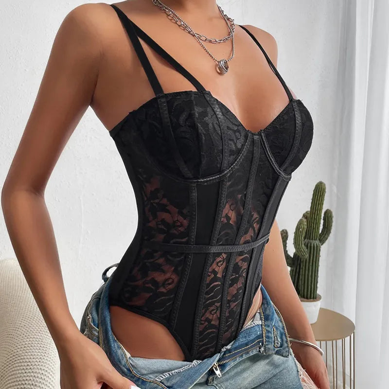 Élise™ | Body-corset van geborduurde kant