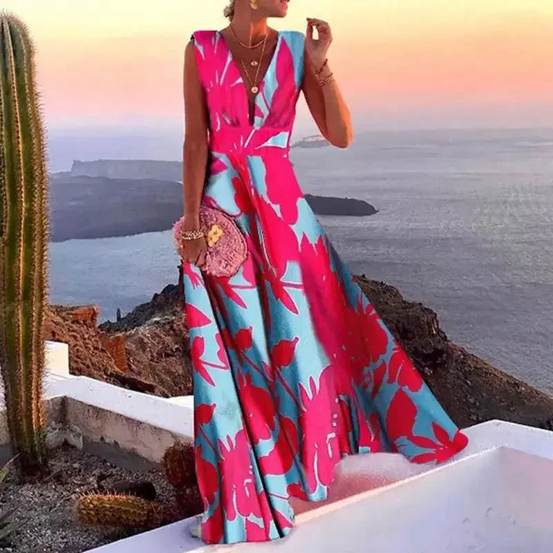 Lynor™ | Elegant Floral Sleeveless Dress in French Chic Style