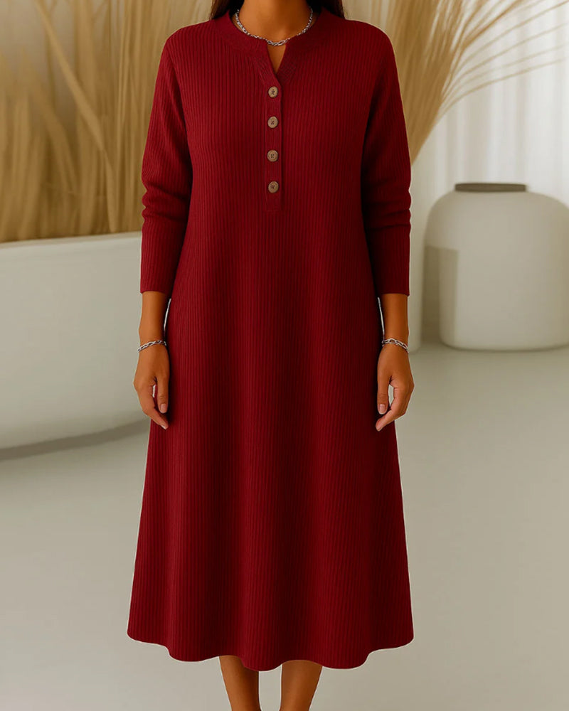 Long Sleeve Loose Fit Ribbed Dress