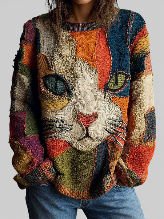 Zaira | Kunstzinnige Top met Kattenprint