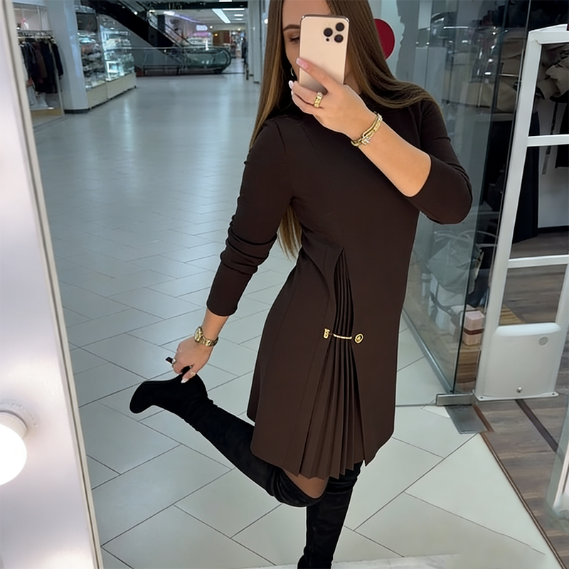 Noctura | Pleated Dress with Long Sleeves