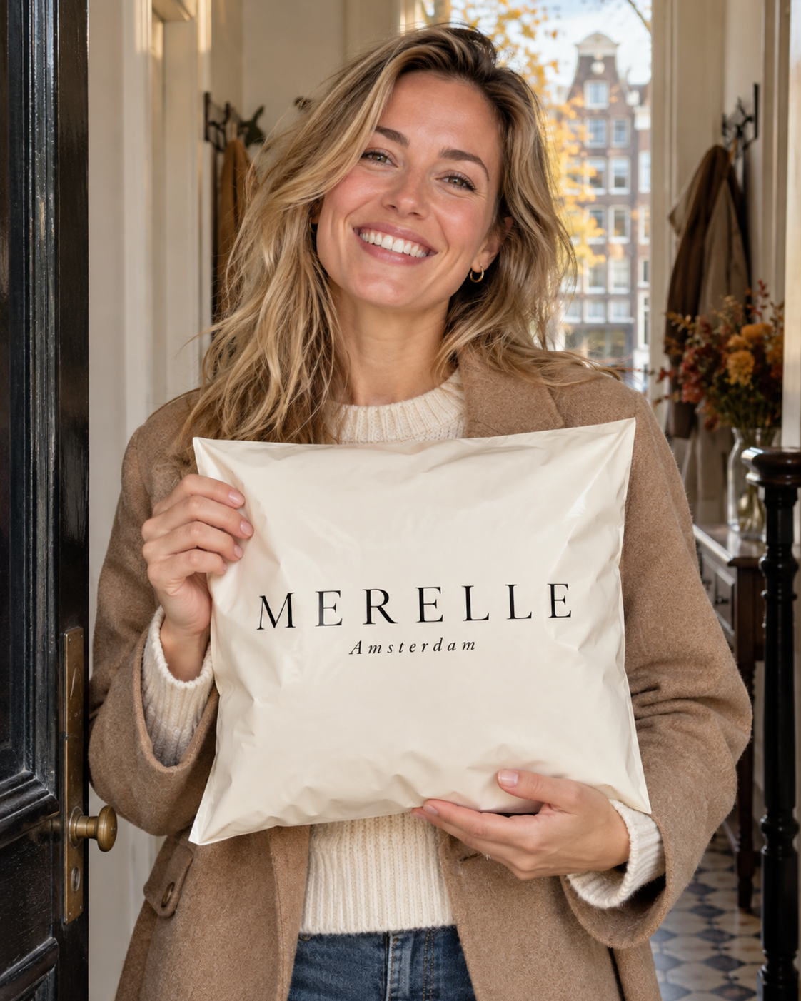 Klant met Merelle Amsterdam verzendzak