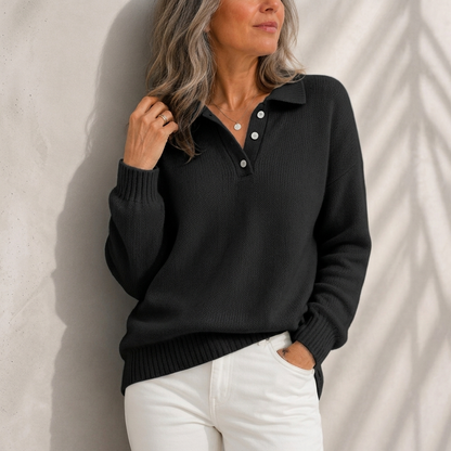 Marloes | Klassieke Polotrui met Knoopsluiting