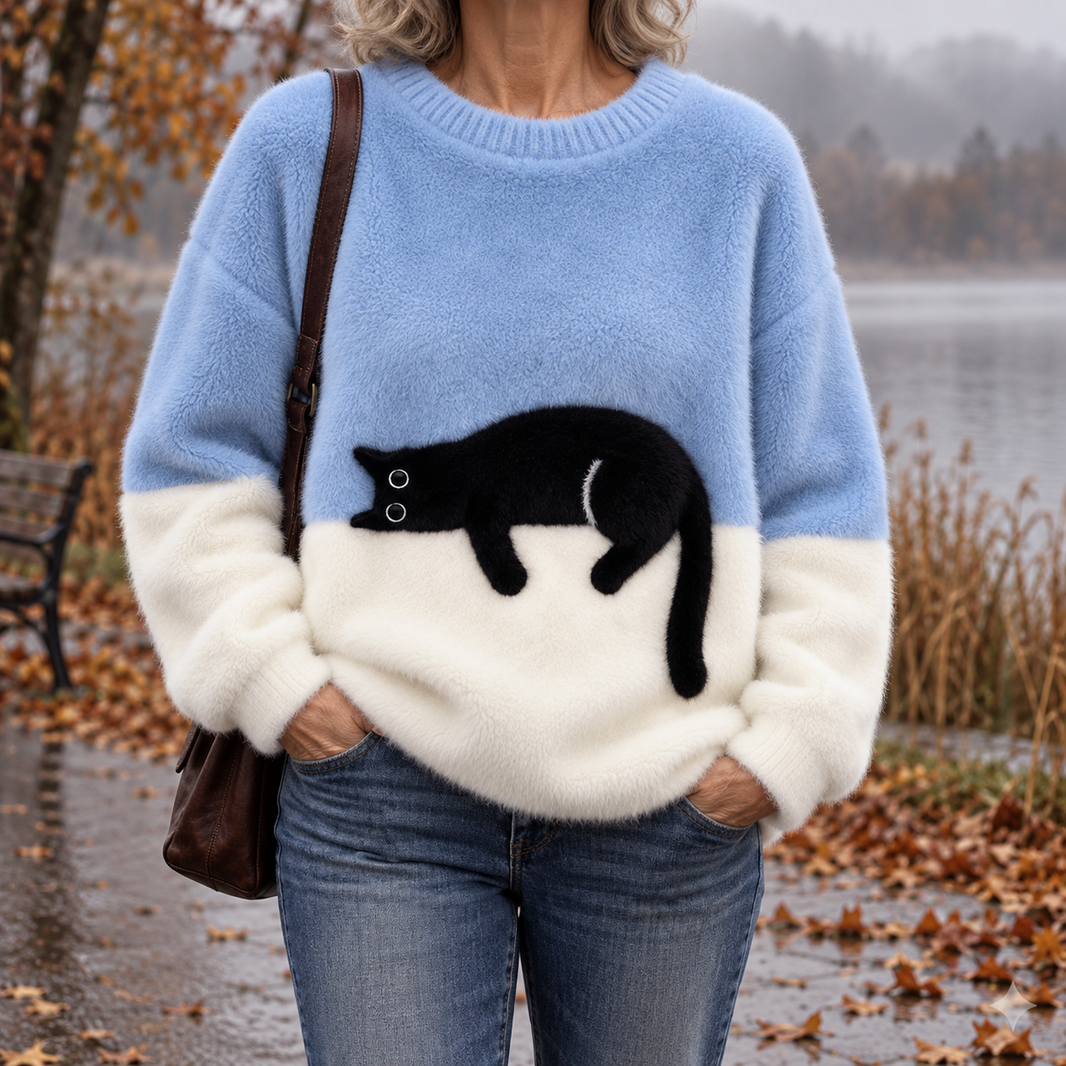 Aileen | Oversized Sweater met Kattenprint