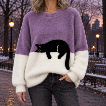 Aileen | Oversized Sweater met Kattenprint