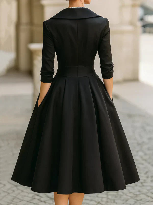 Gabriella | Elegant Midi Dress with Refined Details and Practical Pockets
