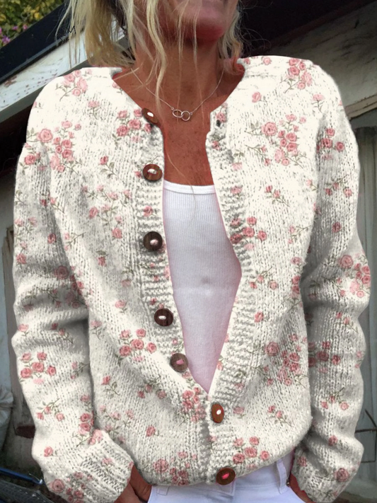 Evanthea™ | Vintage Bloemen Cardigan Trui