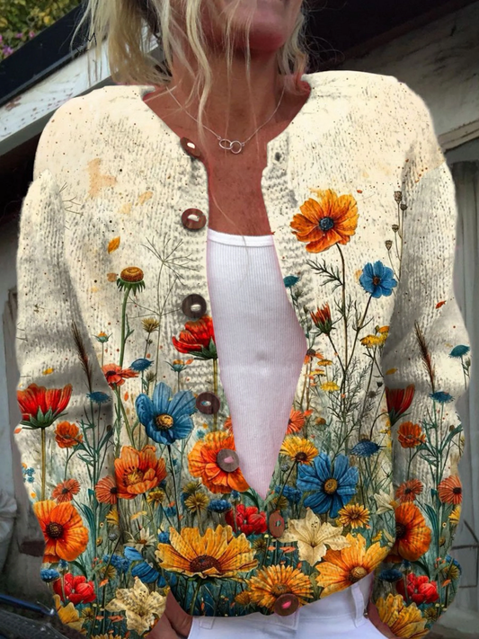 Tansy™ | Vintage Bloemenprint Cardigan Sweater