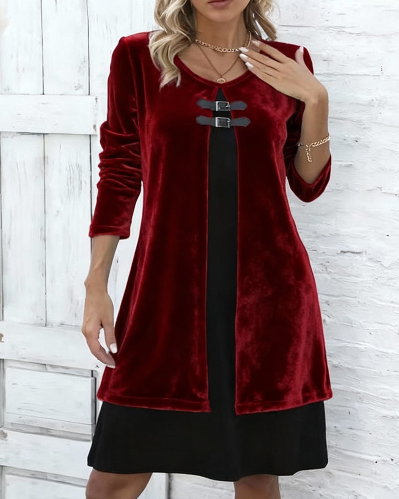 Velvet Two-Piece Effect Dress