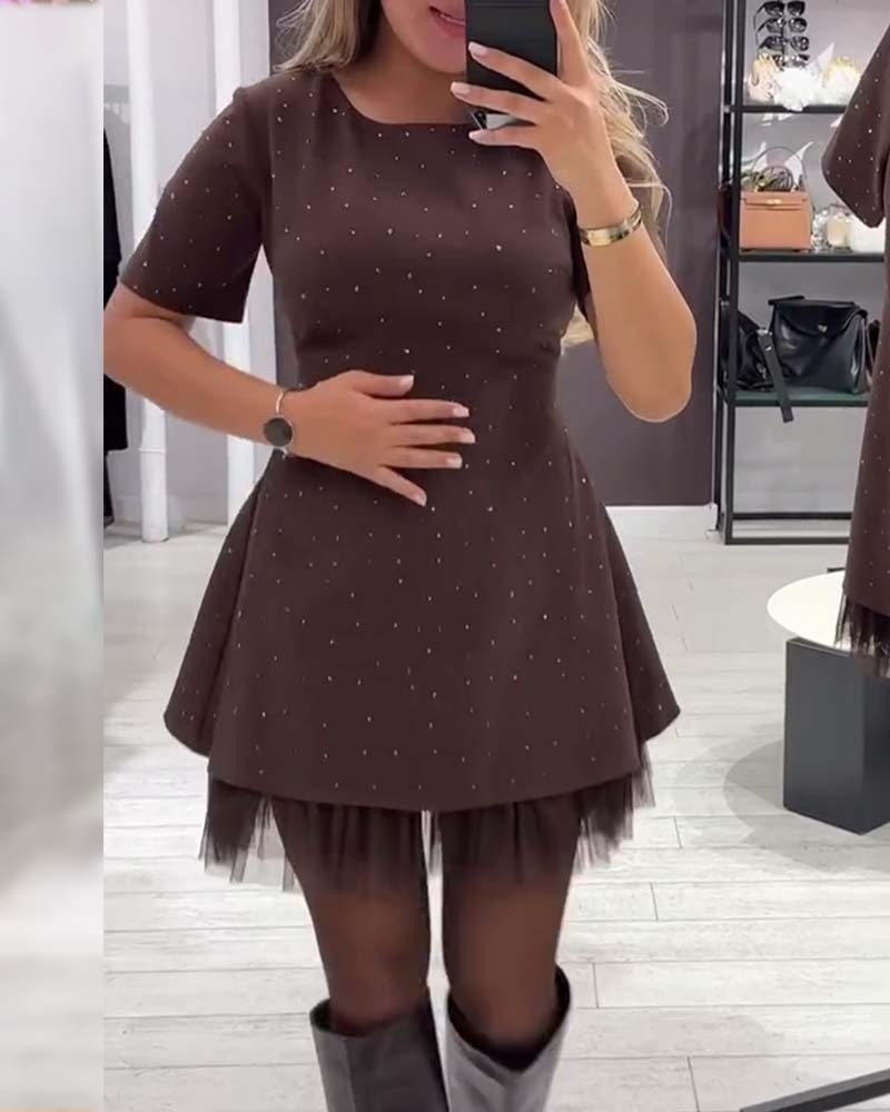 Elegant Patchwork Shimmer Knit Dress