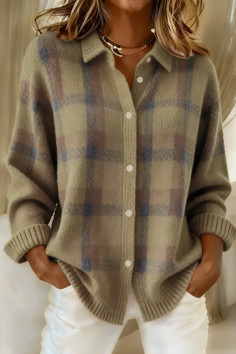 Anna | Geruit Gebreid Vest