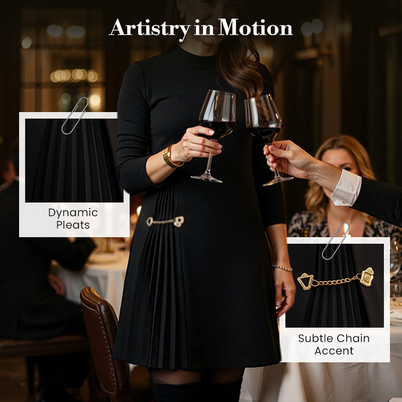 🎁2026 New Arrivals 70% OFF💥Elegant Long Sleeve Pleated Panel Dress
