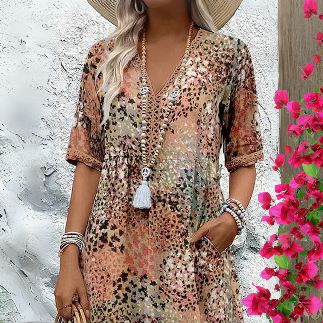 Isla | Elegant Casual V-Neck Midi Dress
