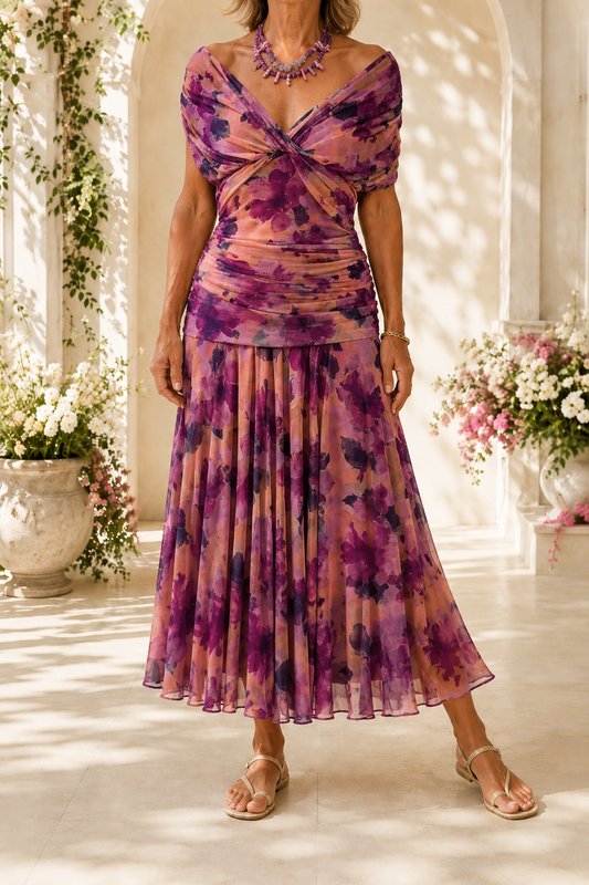 Eloria | Elegante Damesjurk | Romantische Lange Bloemenjurk