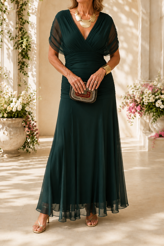 Elegante V-hals Fantasy Feest Maxi Jurk