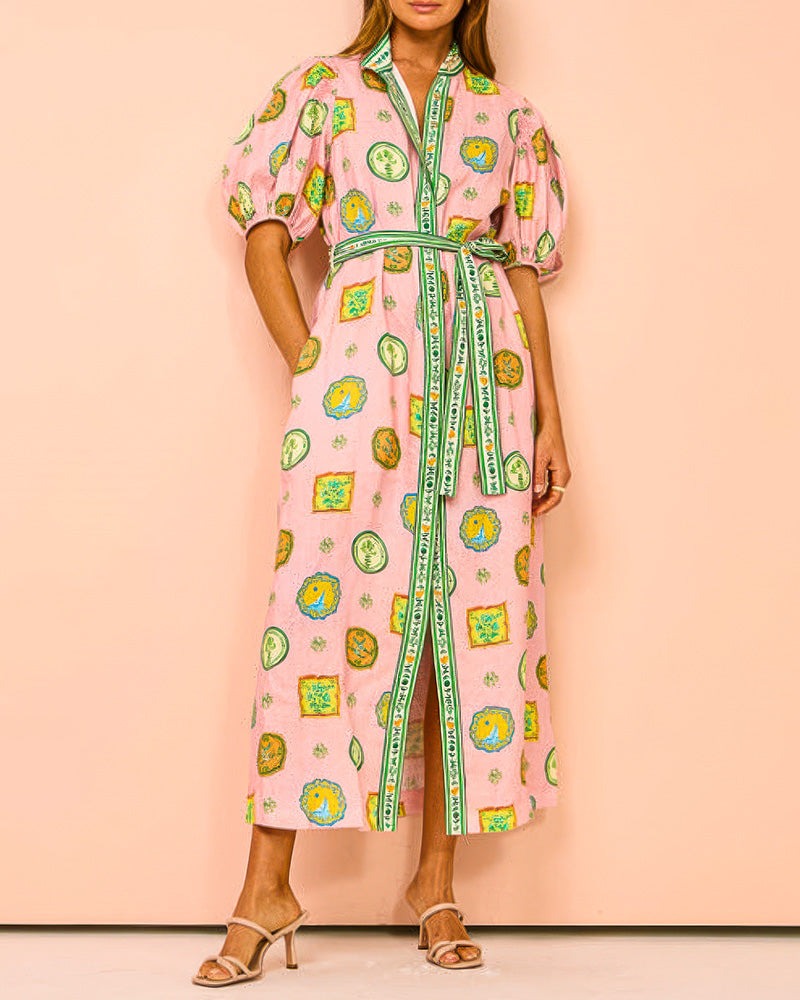 Orla - Balloon Sleeves Midi Dress
