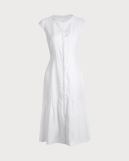 Effen Kleur Revers Midi Jurk