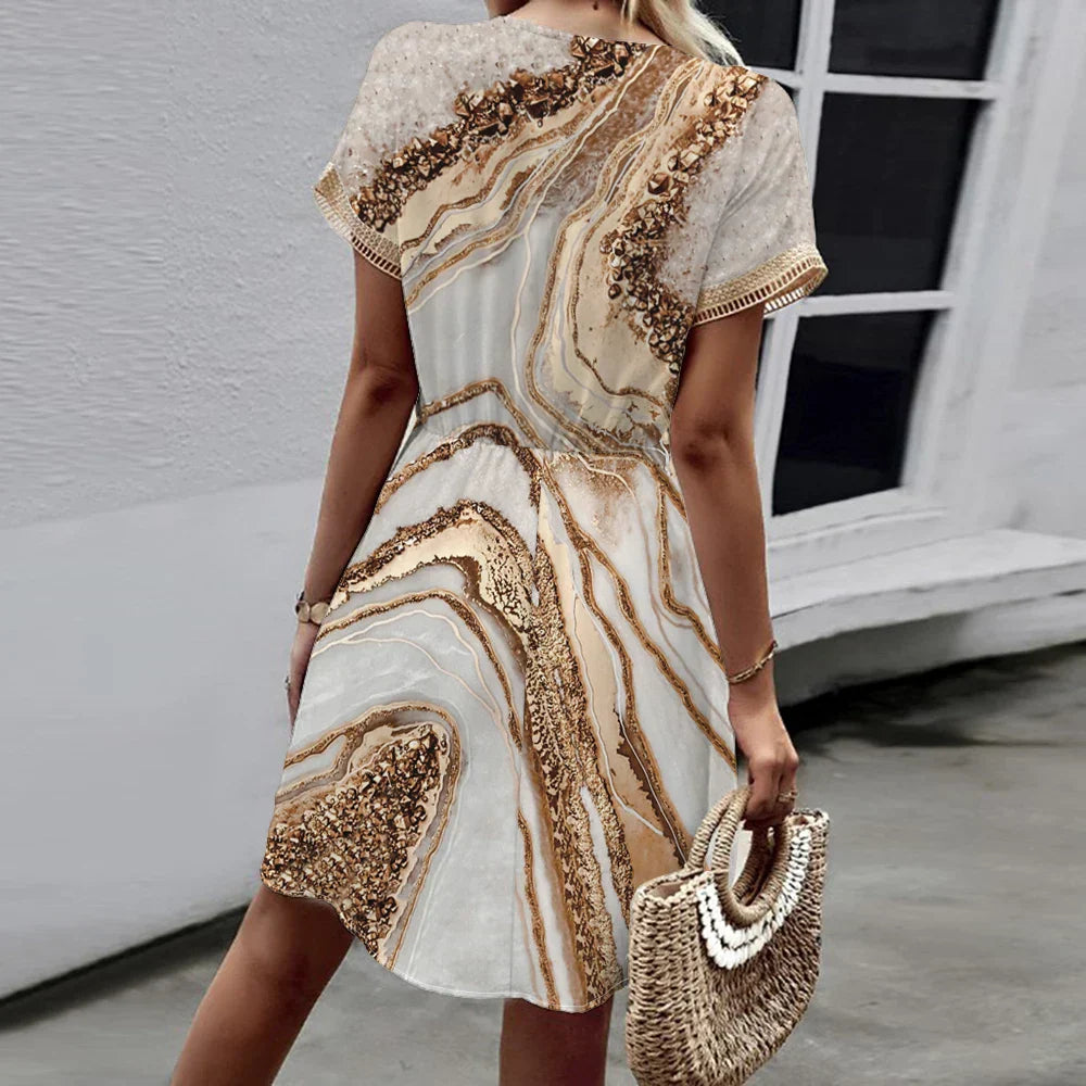 Sally | Stylish Printed V-Neck Dress