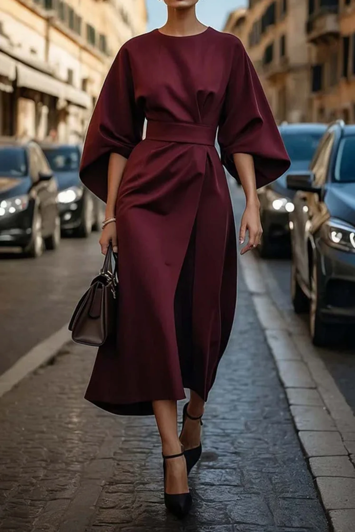 Louise™ | Maxi Length Evening Dress with Belt
