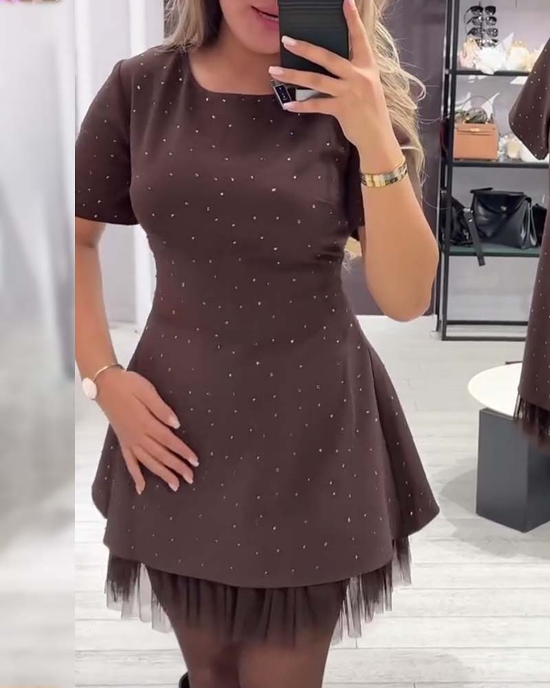 Elegant Patchwork Shimmer Knit Dress