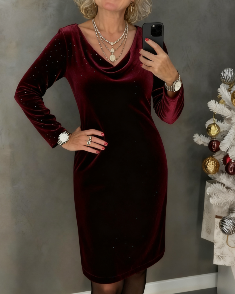 Shimmering Finish Straight Cut Dress