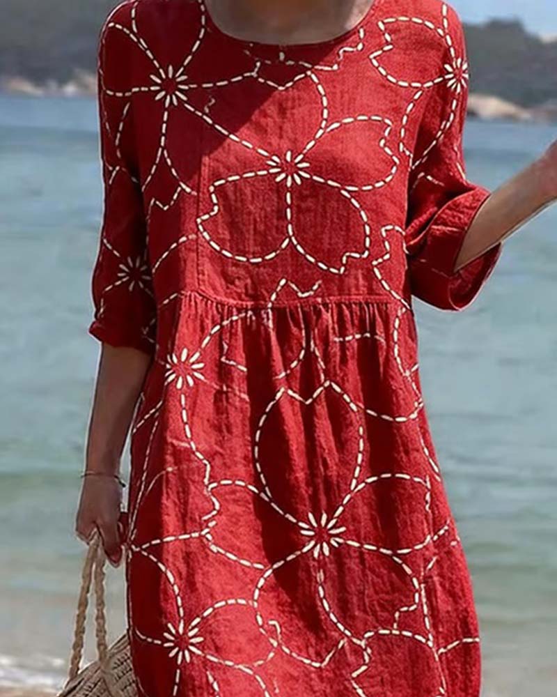 Casual Floral Print Dress