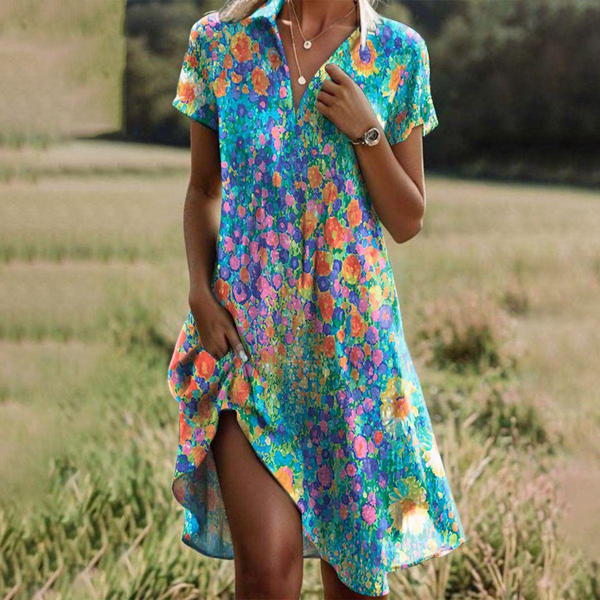 Taylor - Vintage Boho V-hals Jurk