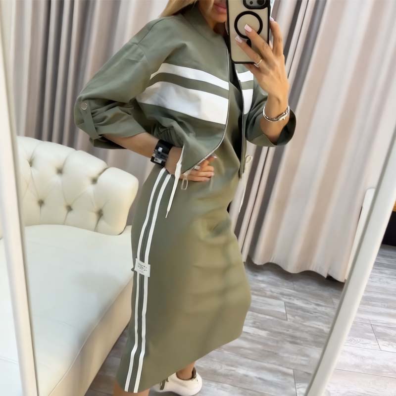 ❄️LAST DAY PROMOTION 70%OFF 💖 Women's Stand Collar Jacket & Dress Set