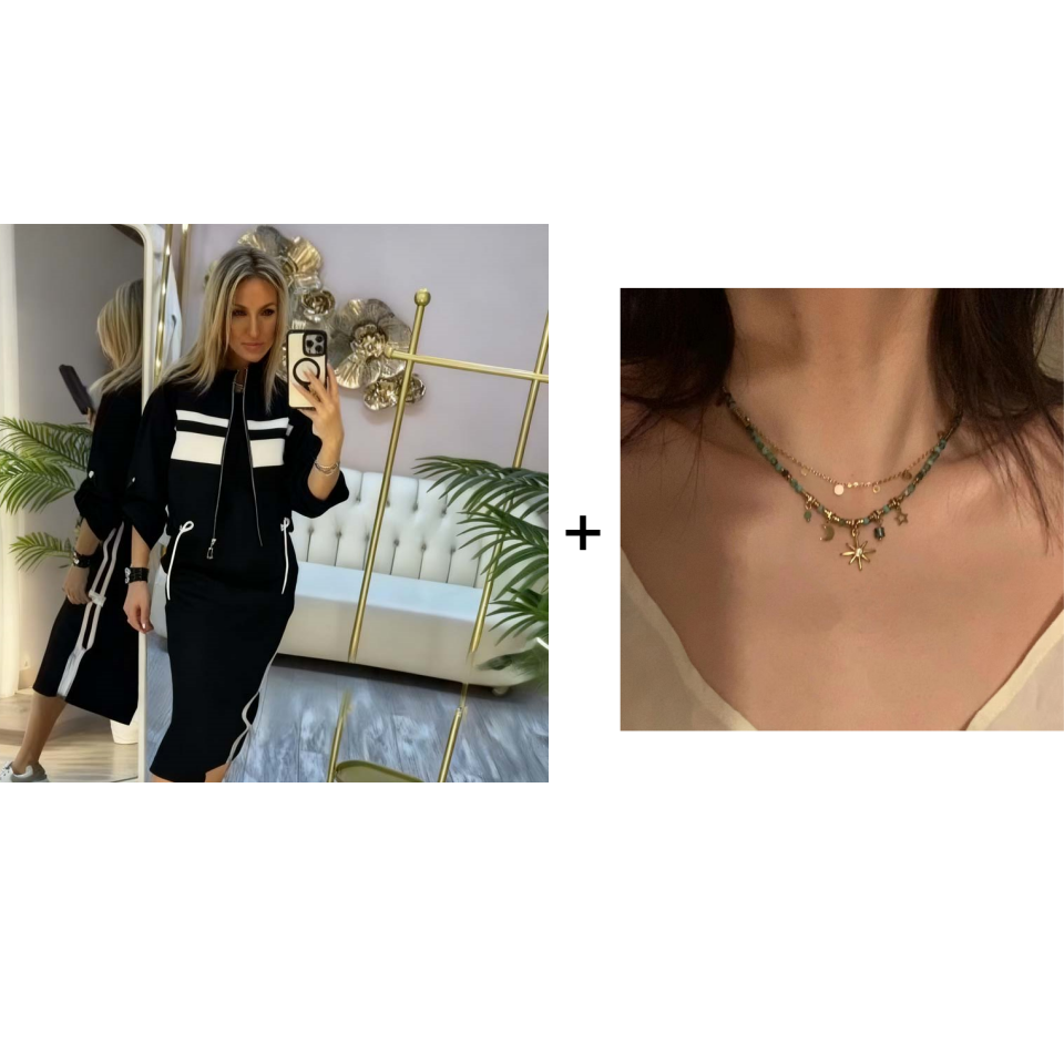 ❄️LAST DAY PROMOTION 70%OFF 💖 Women's Stand Collar Jacket & Dress Set