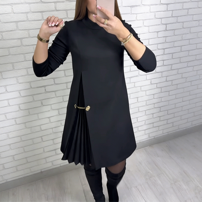 Noctura | Pleated Dress with Long Sleeves