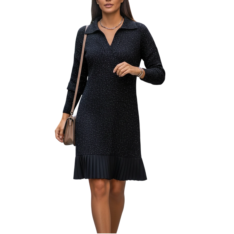 Ladies Glitter Revers A-Line Short Dress