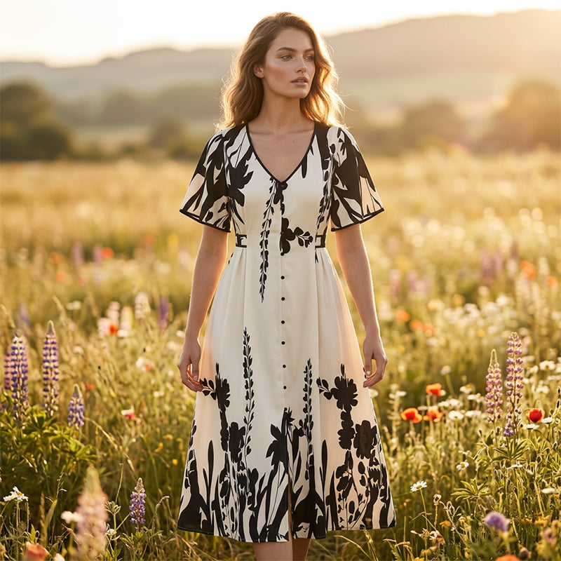 Women’s Bell-Sleeve Midi Dress