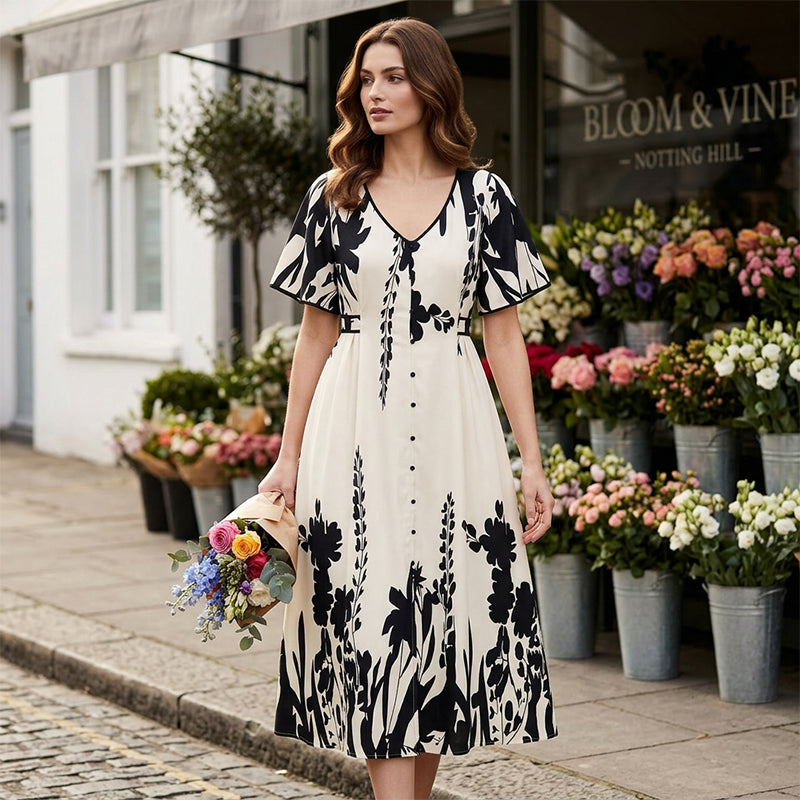 Women’s Bell-Sleeve Midi Dress