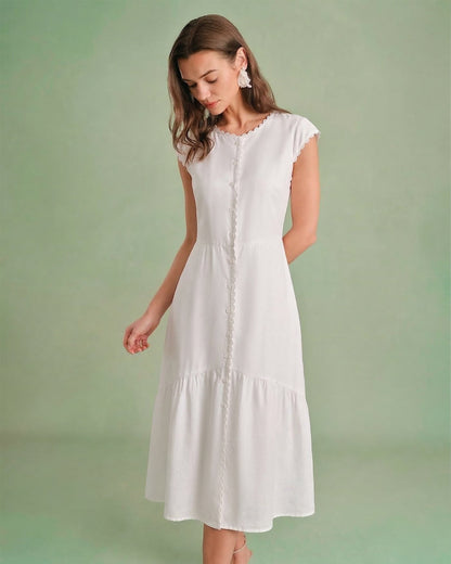 Effen Kleur Revers Midi Jurk